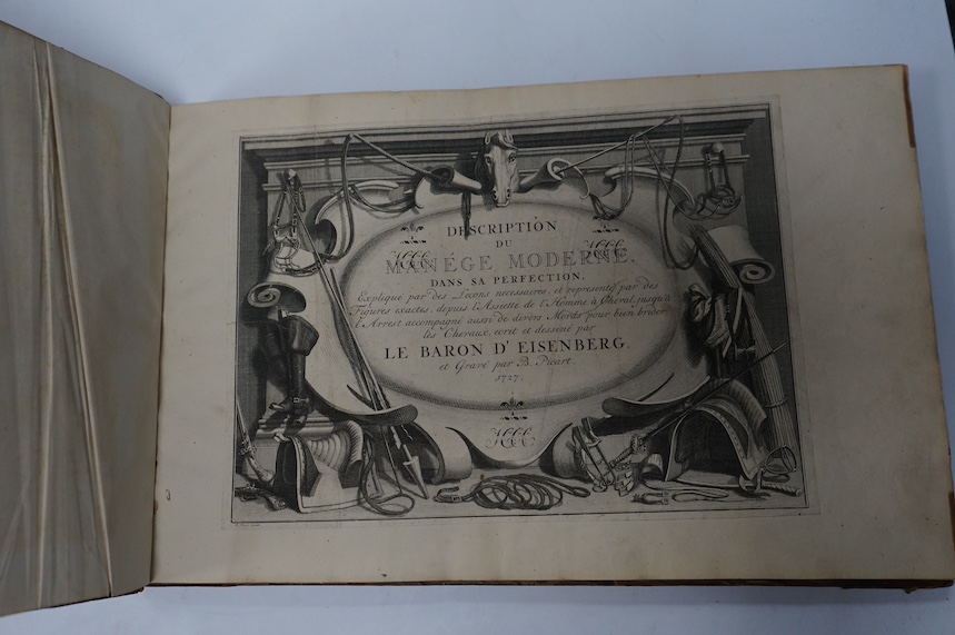 D'Eisenburg, le Baron Friedrich Wilhelm - Description du Manége Moderne. Dans sa perfection, expliqué par des lecons necessaires, et representé part des figures exactes, depuis l'assiette de l'homme à cheval ... First Ed